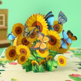1pc Sunflowers Pop Up Card Handmade 3D Greeting Card Gift For Girl Woman Boss Best Friends; Birthday; Mothers Day; Valentines Day; Anniversary; I