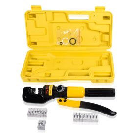 10T Hydraulic Crimping Tool 12-2/0 AWG Battery Cable Crimping Tool 0.43 inch Stroke Hydraulic Lug Crimper Electrical Terminal Crimper with 9 Pair