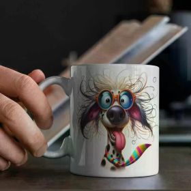 1pc 11oz Ceramic Mug with Playful Eyeglass-Wearing Dog Design - Vibrant Cartoon Style, Reusable for Mother'S Day,