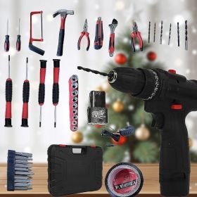 128 Piece Power Station Set with Battery, 36V Cordless Drill Set, Home Tool Set, Cordless Impact Wrench, Hand Tool Set, Cordless Power Screwdrive