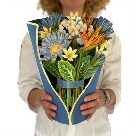 1pc; Pop Up Cards 11.4inch; Life Sized Forever Flower Bouquet 3D Popup Paper Flower Easter Mother's Day Greeting Cards With Note Card And Envelop (Style: C)