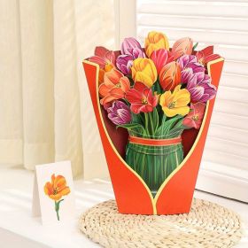 1pc; Pop Up Cards 11.4inch; Life Sized Forever Flower Bouquet 3D Popup Paper Flower Easter Mother's Day Greeting Cards With Note Card And Envelop (Style: A)