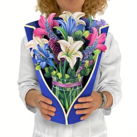 1pc; Pop Up Cards 11.4inch; Life Sized Forever Flower Bouquet 3D Popup Paper Flower Easter Mother's Day Greeting Cards With Note Card And Envelop (Style: B)