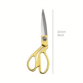 One Pair Of Golden Fabric Scissors Stainless Steel Sharp Tailor Scissors Clothing Scissors Professional Heavy Duty Dressmaking Shears Sewing Tail (size: 8in)
