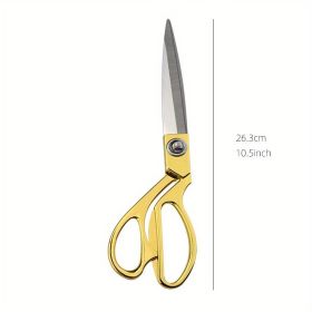 One Pair Of Golden Fabric Scissors Stainless Steel Sharp Tailor Scissors Clothing Scissors Professional Heavy Duty Dressmaking Shears Sewing Tail (size: 10.5in)