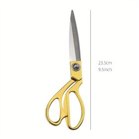 One Pair Of Golden Fabric Scissors Stainless Steel Sharp Tailor Scissors Clothing Scissors Professional Heavy Duty Dressmaking Shears Sewing Tail (size: 9.5")