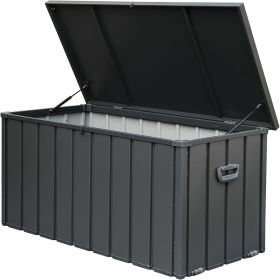 150 Gallon Outdoor Storage Deck Box Waterproof, Large Patio Storage Bin for Outside Cushions, Throw Pillows, Garden Tools, Lockable (Dark Gray) (Color: as Pic)